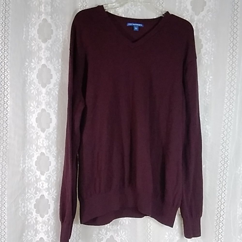 PORT  AUTHORITY MEN'S SWEATER V SIZE 2XL BURGUNDY